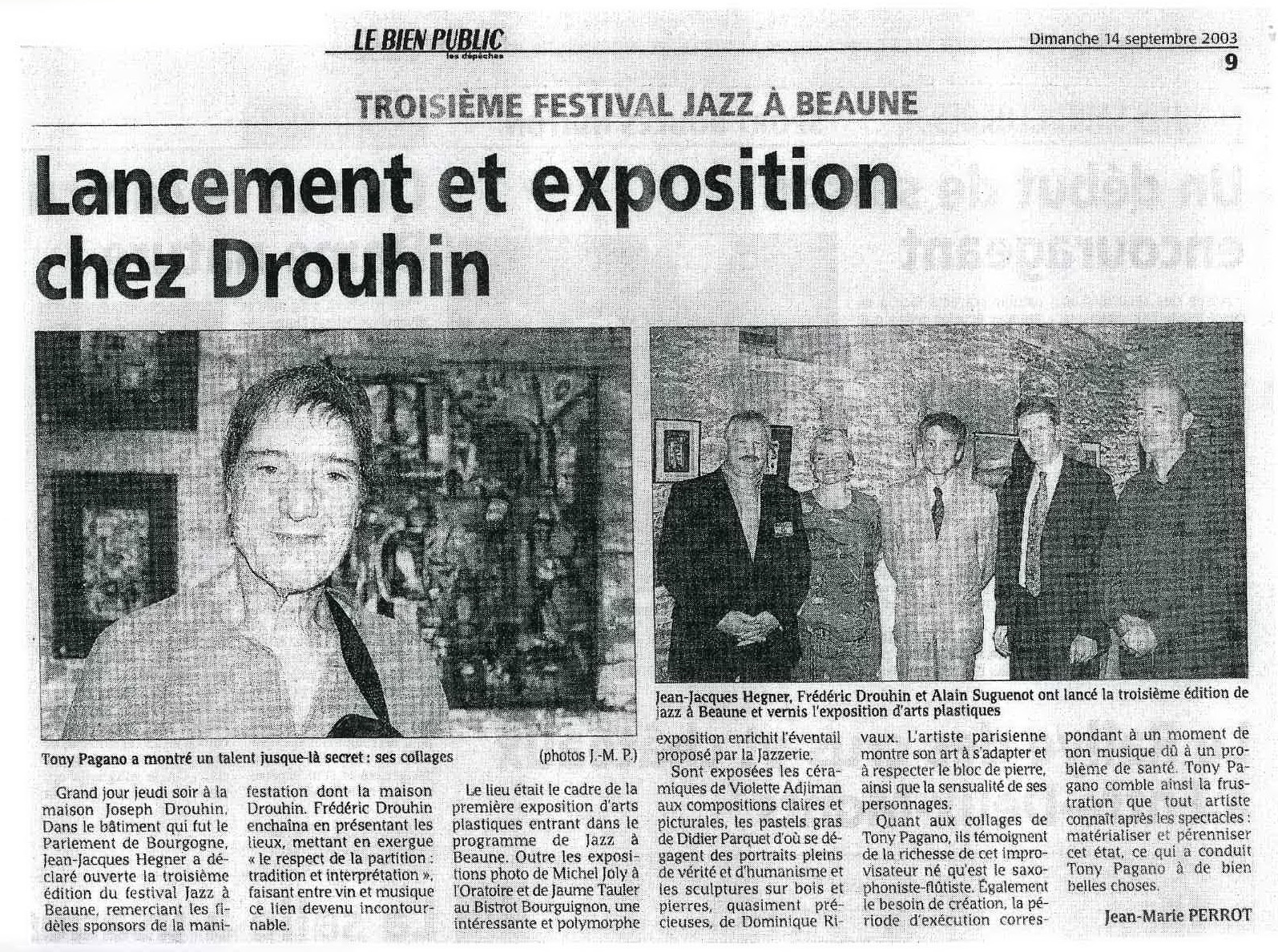 Lancement et exposition chez Drouhin - 2003