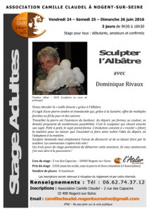Flyer pour le Stage Sculpter l'Albâtre avec Dominique Rivaux - 2016