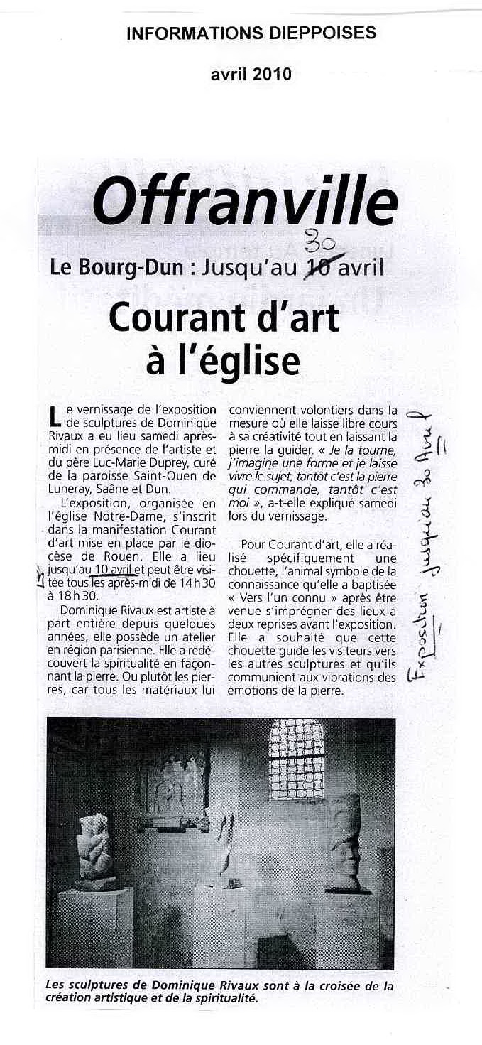COURANT D'ART - article Informations Dieppoises 2010 - Eglise à BOURG DUN
