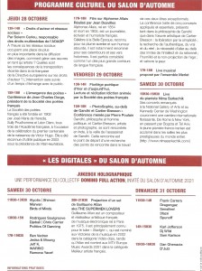 Programme du Salon d'Automne 2021 - Paris