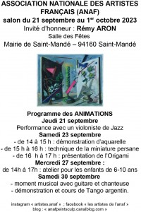 Programme animations ANAF Salon Dominique Rivaux